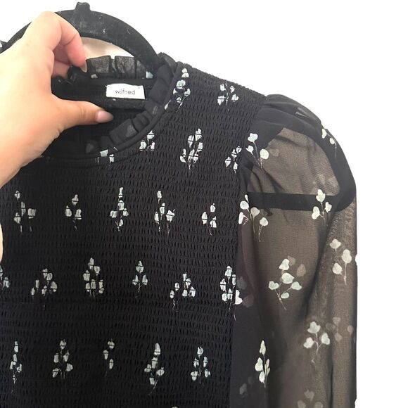 ARITZIA‎ Wilfred Tempest Smocked Chiffon Blouse Sz XS - Picture 5 of 7